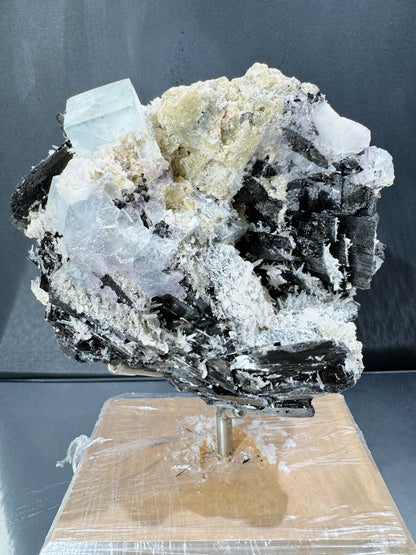 teal blue fluorite with wolframite