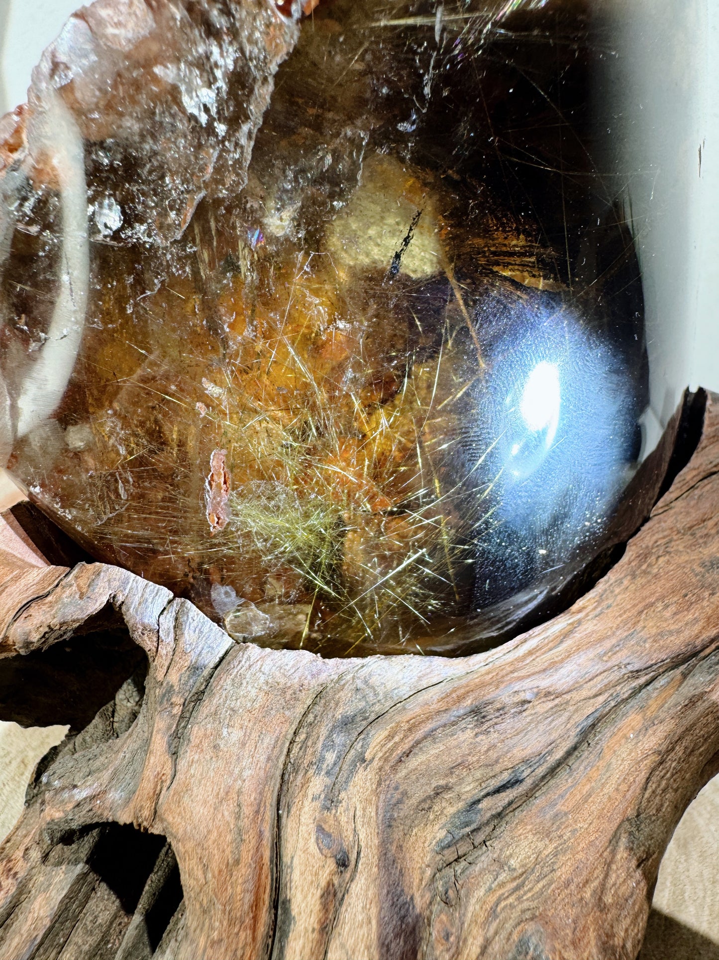 golden rutile with garden smoky quartz