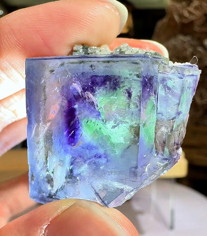 awesome colourful purple and green ygx fluorite