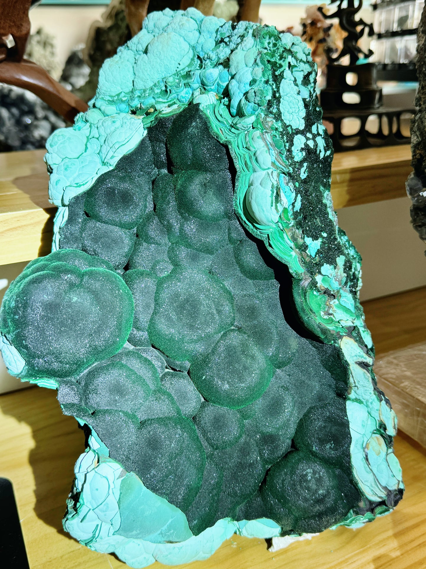 awesome peacockgreen malachite with chrysocolla