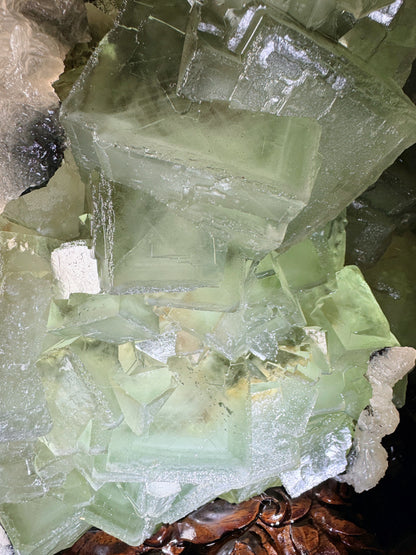 huge green fluorite cube with white byrite